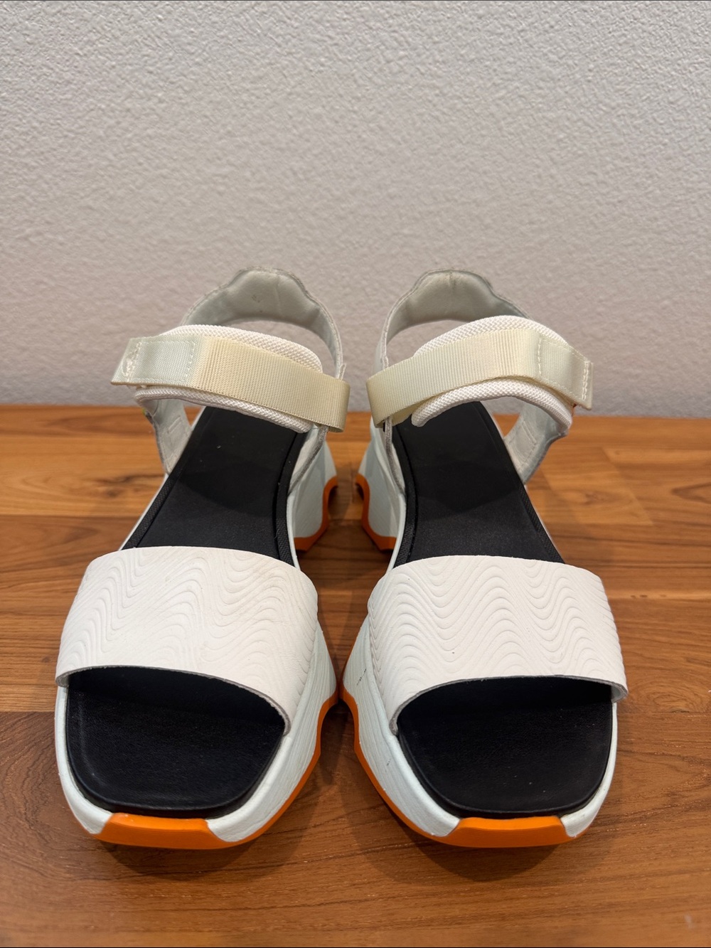 Sorel Women’s White Sandals with Orange Accent